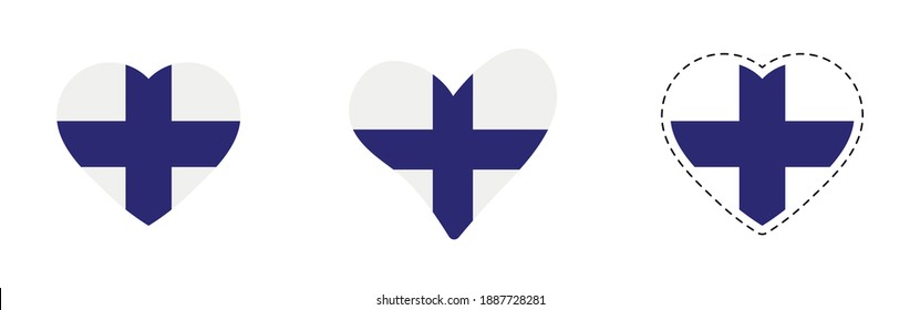 Finland flag. Heart with flag of Finland . Love Finland emblem.