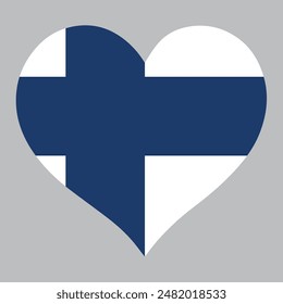 Finland flag in heart shape, vector illustration on isolated background
