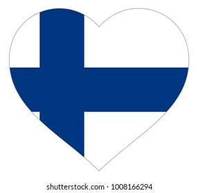 finland flag in heart vector illustration sign. Flag of finland in the shape of Heart with contrasting contour, symbol of love for his country or valentine day, patriotism.