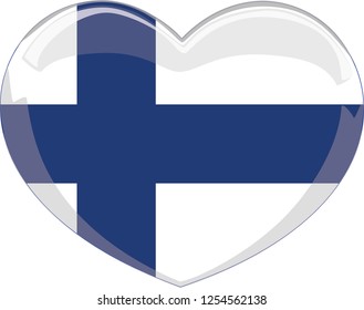 Finland flag in a Heart vector, sticker