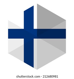 Finland Flag Hexagon Flat Icon Button