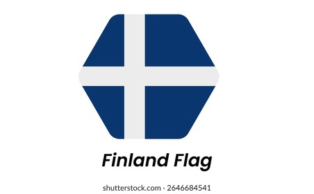 Ícone de bandeira finlandesa com cruz nórdica azul sobre fundo branco em um estilo vetor minimalista.
