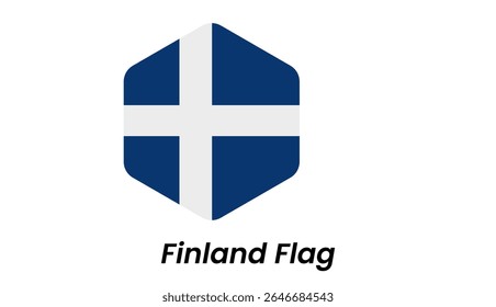 Ícone de bandeira finlandesa com cruz nórdica azul sobre fundo branco em um estilo vetor minimalista.