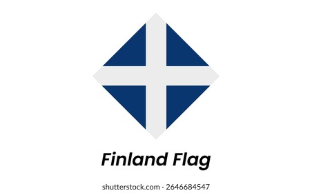 Ícone de bandeira finlandesa com cruz nórdica azul sobre fundo branco em um estilo vetor minimalista.