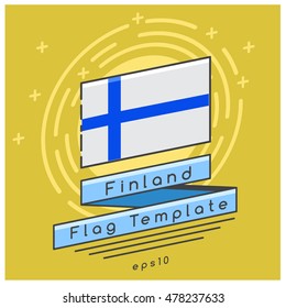 Finland Flag  : Flag Icon With Festive Background : Vector Illustration
