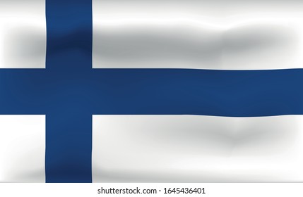 Finland Flag Icon and Logo. World National Isolated Flag Banner and Template. Realistic, 3D Vector illustration Art with Wave Effect.