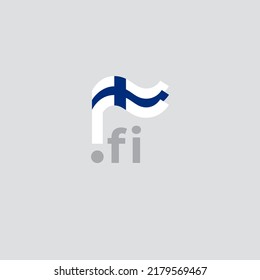 Finland flag icon. Original simple design of the finnish flag on white background, place for text. Design element, template national poster with fi domain. State patriotic banner of finland. Vector