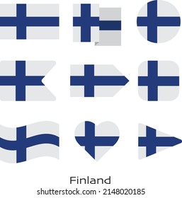 Icono de la bandera finlandesa aislado en fondo blanco. Ilustración vectorial.