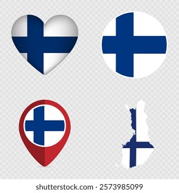 Finland Flag Icons Pack. Vector illustration.