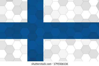 Finland flag illustration. Futuristic Finnish flag graphic with abstract hexagon background vector. Finland national flag symbolizes independence.