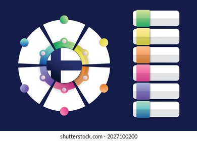Finland Flag with Infographic Design Incorporate with divided round shape. Vector illustration.