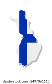 Finland - Flag inscribed in the contour of the country. Vector illustration.