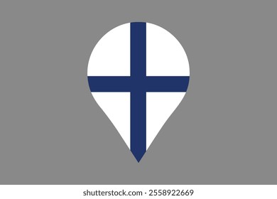 Finland flag with location sign, Flag of Finland national country symbol illustration Vector, Rectangle Finland flag illustration, Flat vector illustration
