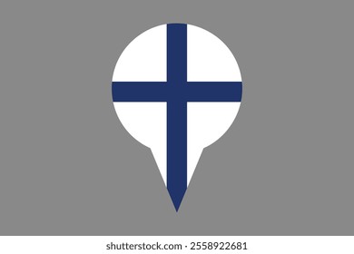 Finland flag with location sign, Flag of Finland national country symbol illustration Vector, Rectangle Finland flag illustration, Flat vector illustration
