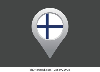 Finland flag with location sign, Flag of Finland national country symbol illustration Vector, Rectangle Finland flag illustration, Flat vector illustration
