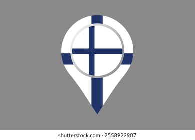 Finland flag with location sign, Flag of Finland national country symbol illustration Vector, Rectangle Finland flag illustration, Flat vector illustration
