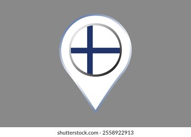 Finland flag with location sign, Flag of Finland national country symbol illustration Vector, Rectangle Finland flag illustration, Flat vector illustration
