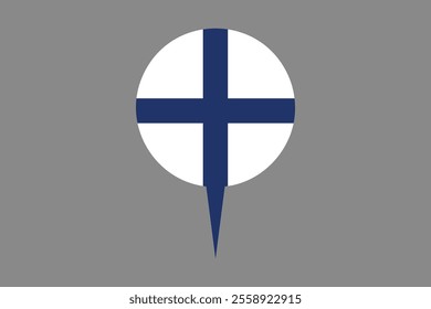 Finland flag with location sign, Flag of Finland national country symbol illustration Vector, Rectangle Finland flag illustration, Flat vector illustration
