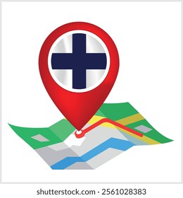 Finland Flag Location Symbol Design