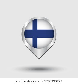 Finland flag map pointer with shadow. Vector illustration