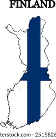 Finland Flag Map. Print on T-shirt, cup, etc. 