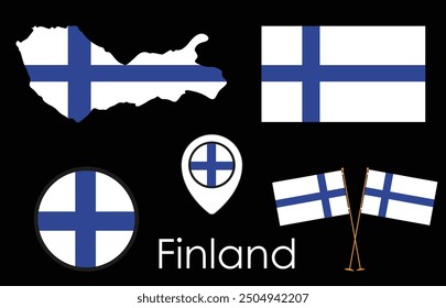 Finland Flag Map vector illustration