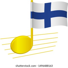 Finland flag and musical note. Music background. National flag of Finland and music festival concept vector illustration