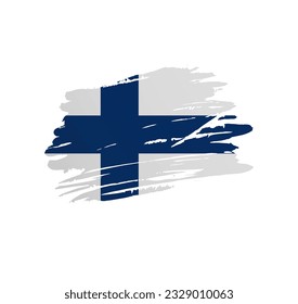 Finland flag - nation vector country flag trextured in grunge scratchy brush stroke.