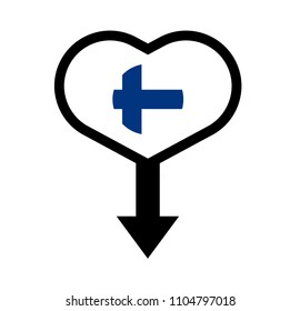 Finland flag and navigation icon.Finland here. map pointer