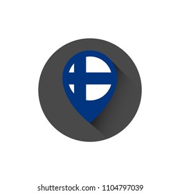 Finland flag and navigation icon.Finland here. map pointer