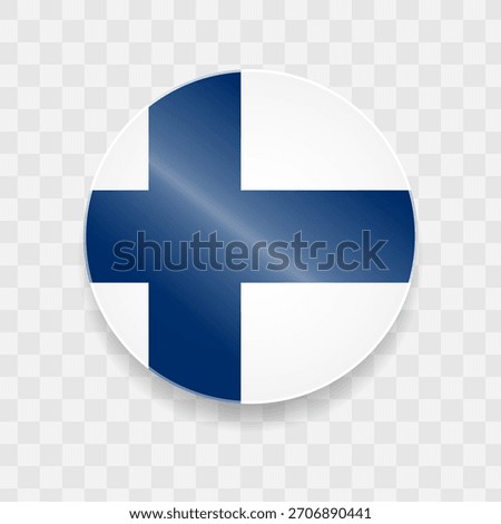 Finland flag on button shining glass