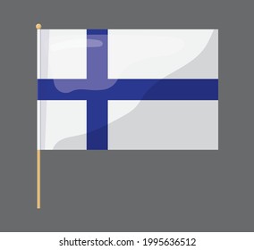 Finnland Flagge. Flagge auf grauem Hintergrund. Art Style.