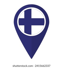 Finland flag on map pinpoint icon isolated. Flag of Finland