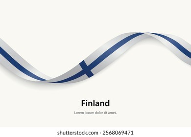 Finland flag on Waving ribbon. Template for independence day