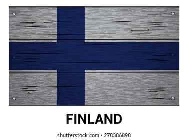Finland flag on wood texture background - vector illustration