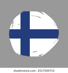 Bandera de Finlandia con diseño de textura grunge de pincelada de pintura. Diseño de trazo de pincel Grunge. Vector