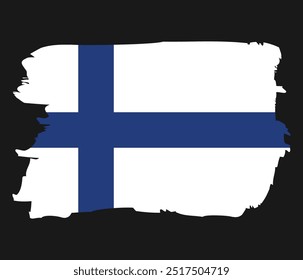 Bandera de Finlandia con diseño de textura grunge de pincelada de pintura. Diseño de trazo de pincel Grunge. Vector