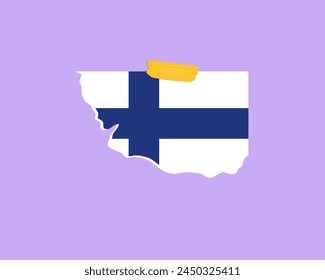 Textura de papel de la bandera de Finlandia, elemento de una sola pieza, diseño de Vector, bandera de Finlandia pegada en la pared, decoración o idea de celebración