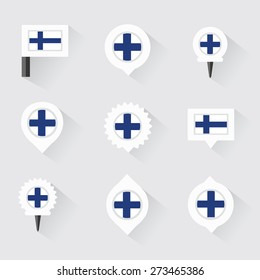 finland flag and pins for infographic, and map design