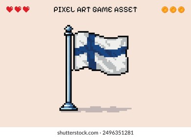 Finnland Flagge Pixel Kunst Retro-Videospiel 2d Asset Illustration isoliert vektorielle skandinavische Land nordische Nation Europa Wikinger