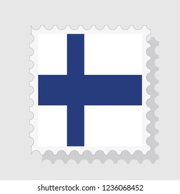 Finland flag postage stamp, isolated on white background, vector illustration.