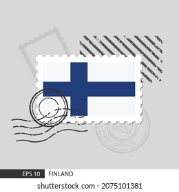 Sello postal de Finlandia. Ilustración vectorial aislada en el fondo de la estampilla postiza gris y especificar es eps10 vector.