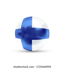 Finland flag projected as a glossy sphere isolated on a white background