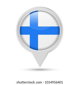 Finland Flag Round Pin Vector Icon - Illustration