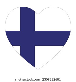 Finland flag in shape. Flag of Finland in heart shape. 