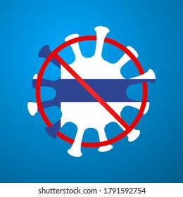 Finland flag Sign caution virus.Coronavirus danger and public health risk disease and flu outbreak.Vector illustration.