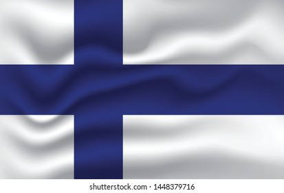 Finland  flag. Simple vector Finland flag  with shadow