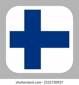 Finland flag square flat vector with rounded corners and white border, vector illustration