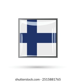 Ilustración vectorial brillante brillante brillante de la insignia 3D de la bandera de Finlandia aislada en el fondo blanco para el día nacional de la independencia 6 de diciembre y otro propósito educativo, volantes, carteles, Anuncios  