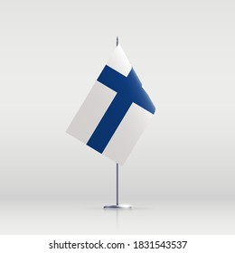 Finland flag state symbol isolated on background national banner. Greeting card National Independence Day of the Republic of Finland. Illustration banner with realistic state flag.